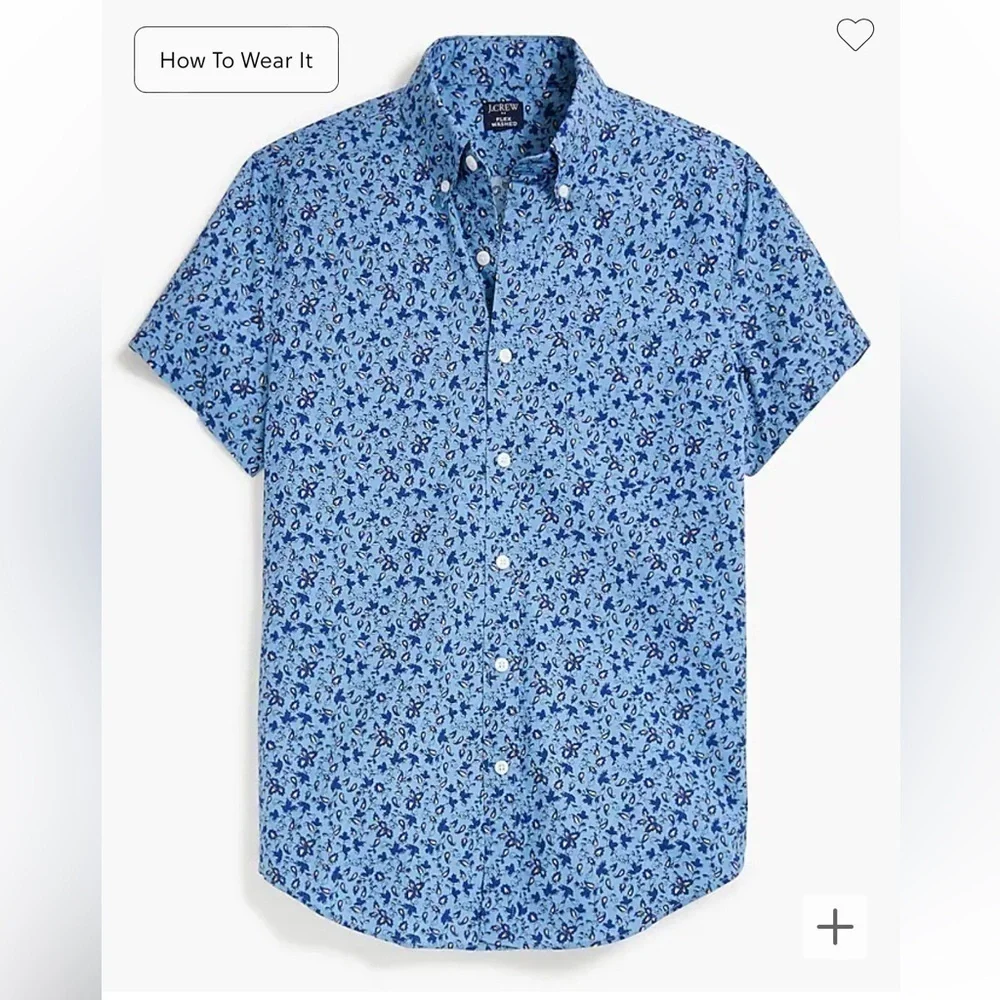 NWOT j crew riviera blue Short-sleeve printed flex casual shirt